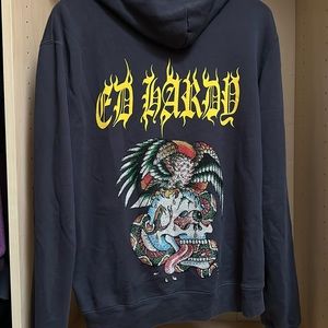 Ed Hardy Crystal Skull Full Zip Hoodie